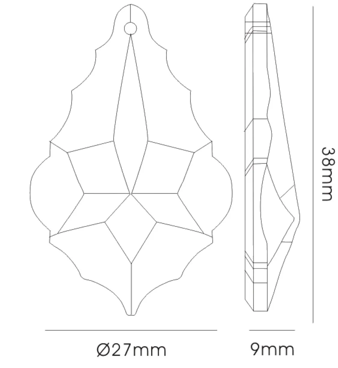 Crystal Maple Without Ring 38mm C30047  Diyas Crystal Droplet